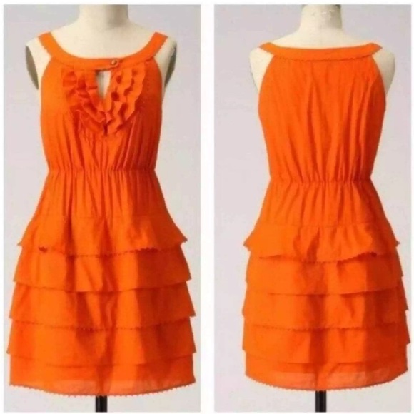 Anthropologie Maeve Terasina Orange Dress | size 12 - Picture 2 of 9